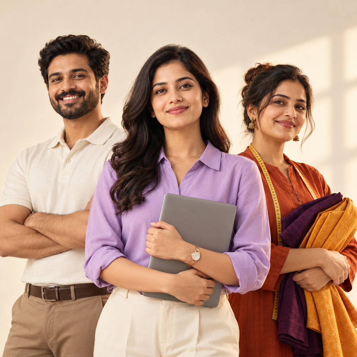 Campaign illustration of Indian retail, technology and fashion professionals